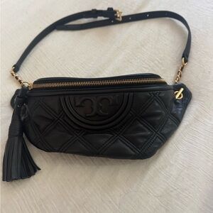 Tory Burch Black and Gold Quilted Crossbody